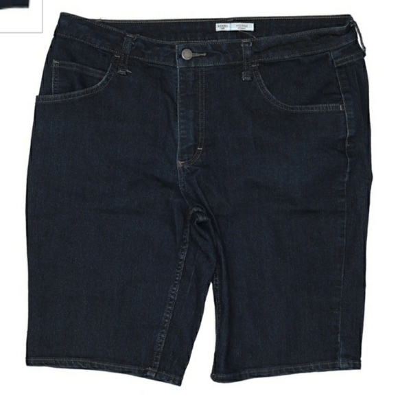 Riders by Lee Mid-Rise Bermuda Jean Shorts Dark Wash Denim Women's 14 M Plus EUC - Picture 1 of 5